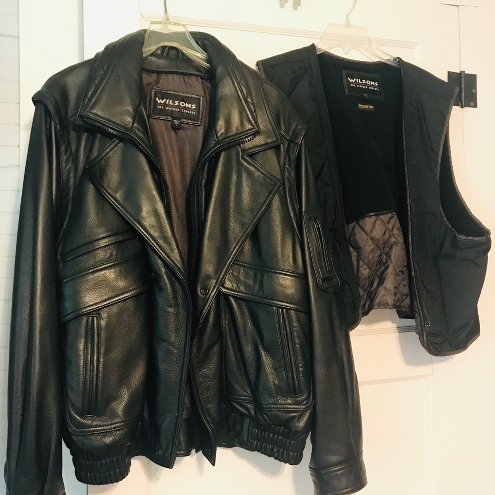 Leather Riding Motorcycle Jacket with Liner